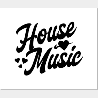 HOUSE MUSIC  - Valentine Hearts (Black) Posters and Art